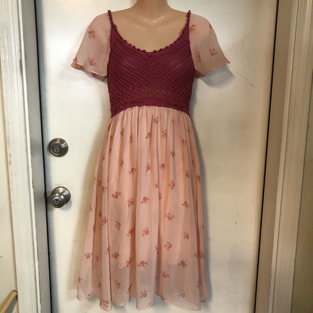 Free People pink knit top dress women’s xs